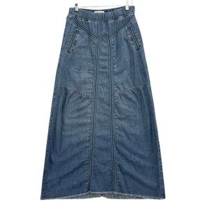 Misslook Denim Maxi Skirt Womens Blue Pull On Pockets Elastic Waist Size M